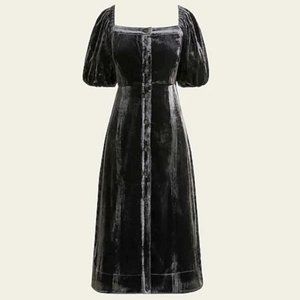 NWOT J.CREW Gray Velvet Party Dress with Balloon Sleeves  Size 8